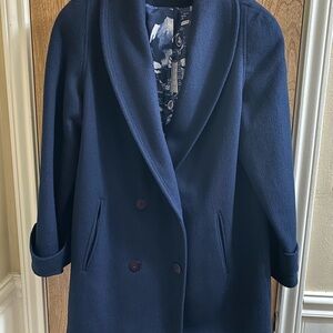 Alorna Super Fina Coat Women's Double Breasted Navy Art Lined Wool Nylon Flapper